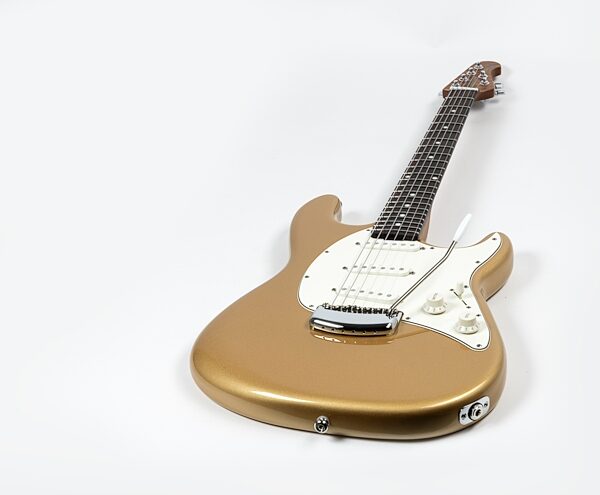 Ernie Ball Music Man Cutlass HT SSS Electric Guitar (with Case), Golden Delicious, Angled Front