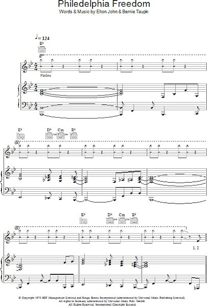 Philadelphia Freedom - Piano/Vocal/Guitar, New, Main