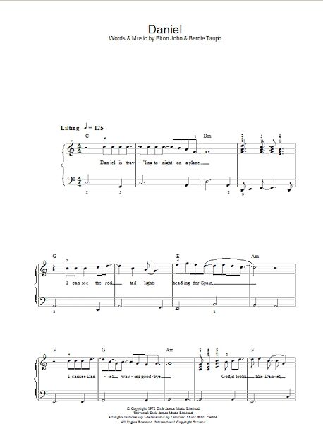 Daniel (Chorus Only) - Easy Piano, New, Main