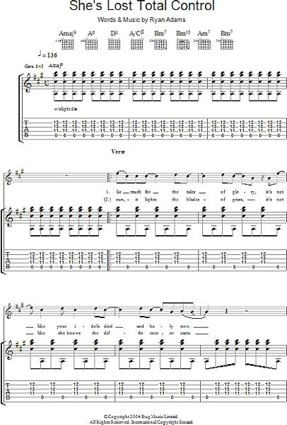 She's Lost Total Control - Guitar TAB, New, Main