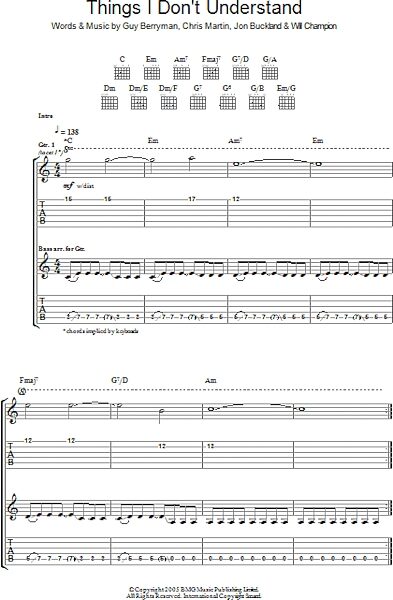 Things I Don't Understand - Guitar TAB, New, Main