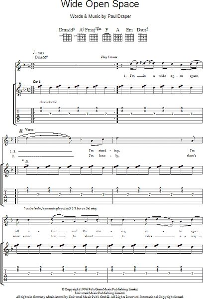 Wide Open Space - Guitar TAB, New, Main