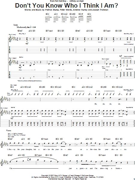 Don't You Know Who I Think I Am? - Guitar TAB, New, Main