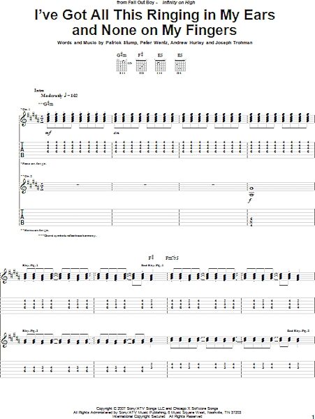 I've Got All This Ringing In My Ears And None On My Fingers - Guitar TAB, New, Main