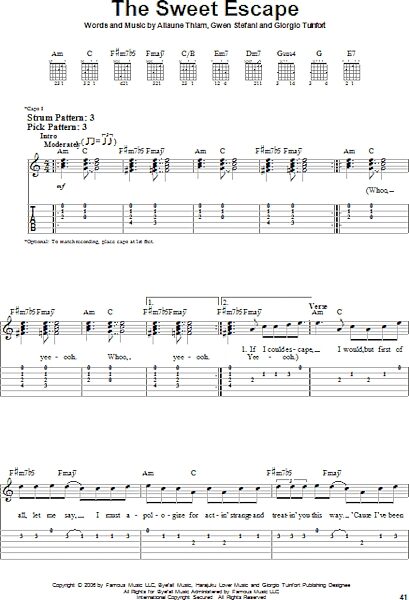 The Sweet Escape - Easy Guitar with TAB, New, Main