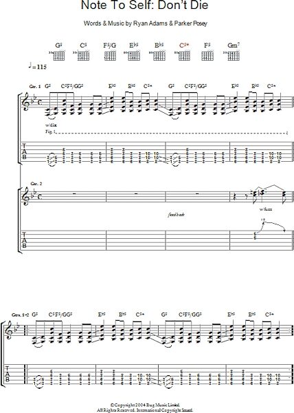 Note To Self: Don't Die - Guitar TAB, New, Main