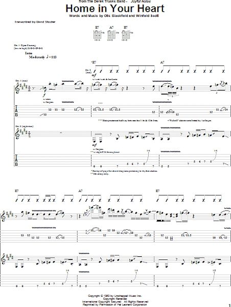 Home In Your Heart - Guitar TAB, New, Main