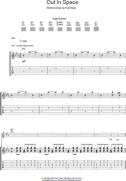 Out In Space - Guitar TAB, New, Main