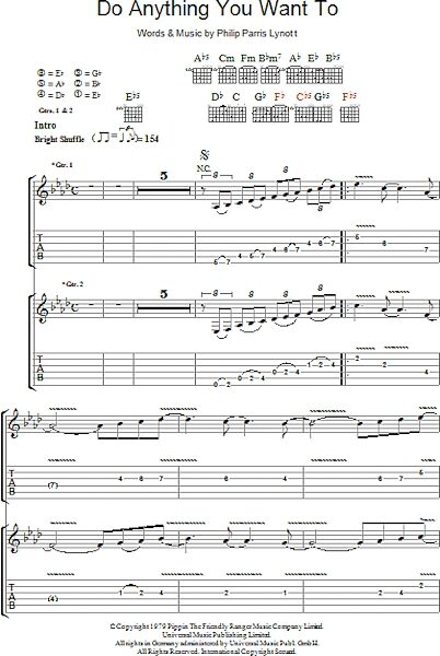 Do Anything You Want To - Guitar TAB, New, Main