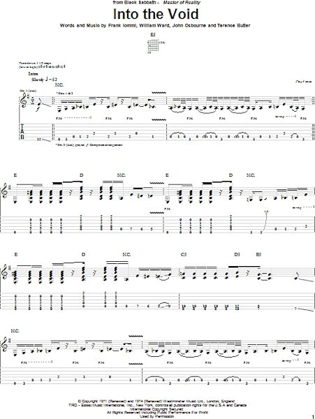 Into The Void - Guitar TAB, New, Main