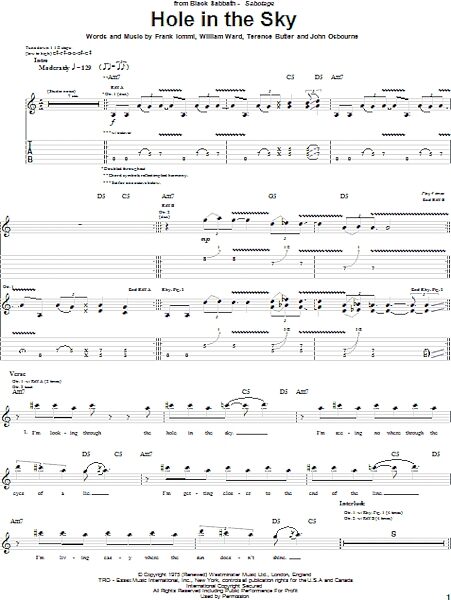 Hole In The Sky - Guitar TAB, New, Main