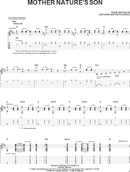 Mother Nature's Son - Guitar TAB, New, Main