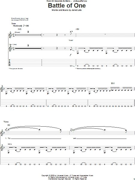 Battle Of One - Guitar TAB, New, Main