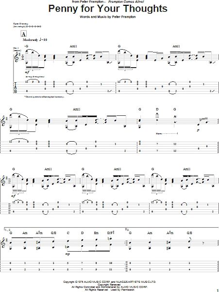 Penny For Your Thoughts - Guitar TAB, New, Main