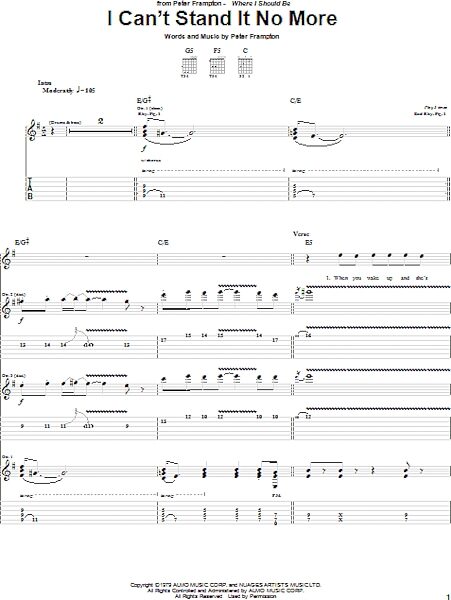 I Can't Stand It No More - Guitar TAB, New, Main