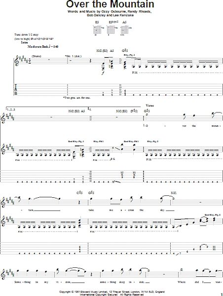Over The Mountain - Guitar TAB, New, Main