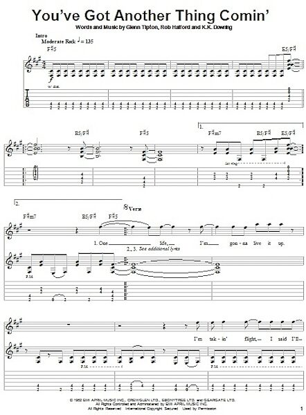 You've Got Another Thing Comin' - Guitar Tab Play-Along, New, Main