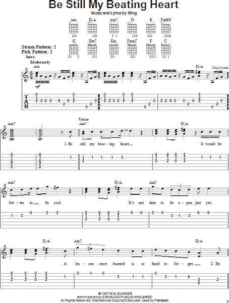 Be Still My Beating Heart - Easy Guitar with TAB, New, Main