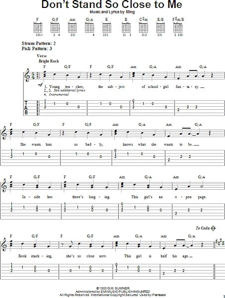 Don't Stand So Close To Me - Easy Guitar with TAB, New, Main