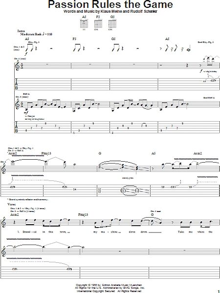 Passion Rules The Game - Guitar TAB, New, Main