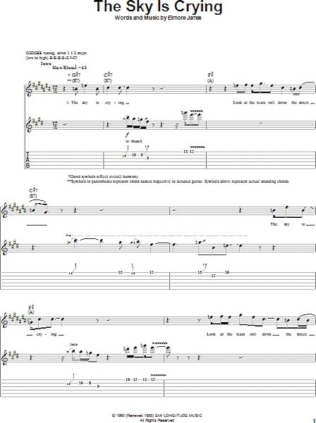 The Sky Is Crying - Guitar TAB, New, Main