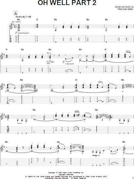 Oh Well Part 2 - Guitar TAB, New, Main