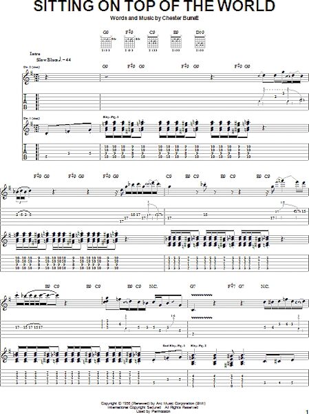 Sitting On Top Of The World - Guitar TAB, New, Main