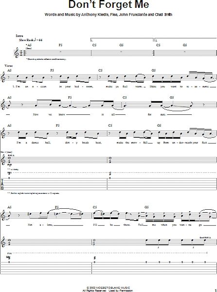 Don't Forget Me - Guitar TAB, New, Main