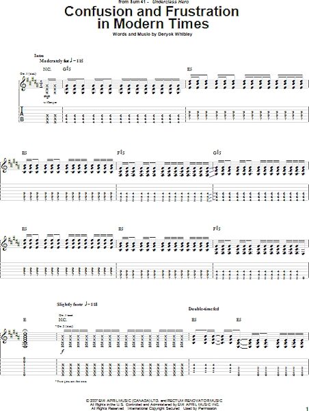Confusion And Frustration In Modern Times - Guitar TAB, New, Main