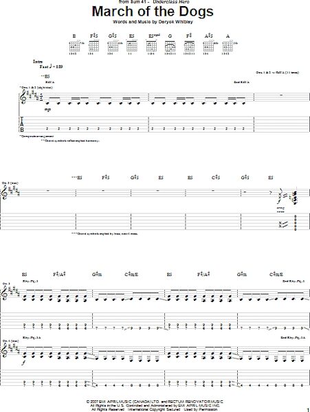 March Of The Dogs - Guitar TAB, New, Main