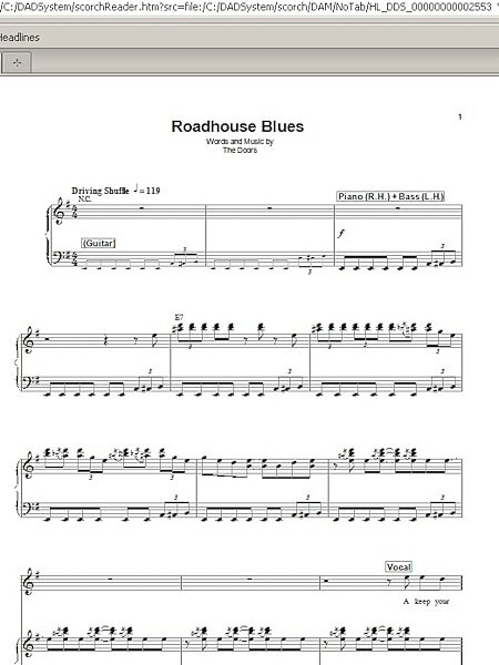 Roadhouse Blues - Piano Vocal, New, Main