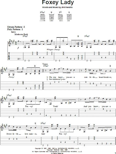 Foxey Lady - Easy Guitar with TAB, New, Main