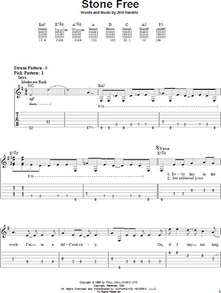 Stone Free - Easy Guitar with TAB, New, Main