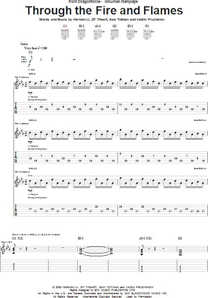 Through The Fire And Flames - Guitar TAB, New, Main