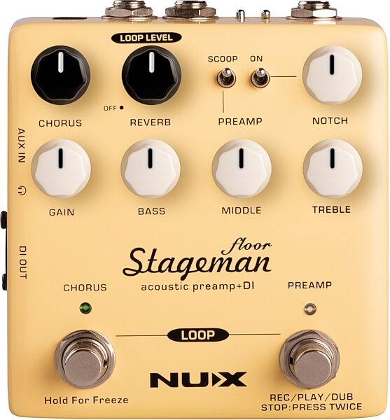 NUX Stageman Floor Acoustic Preamp Pedal with Looper, New, Main