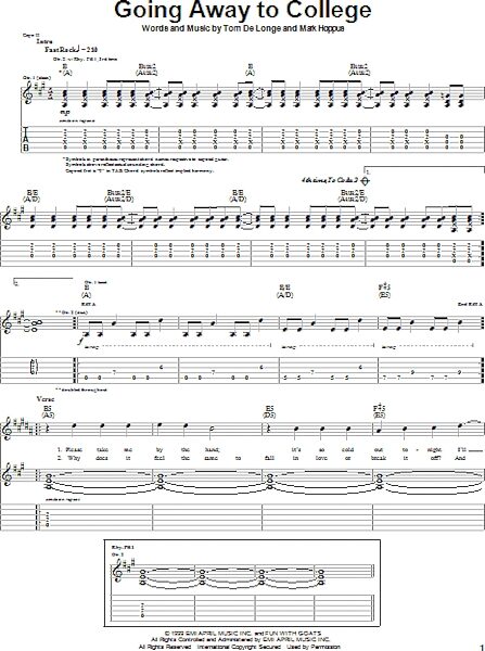Going Away To College - Guitar TAB, New, Main