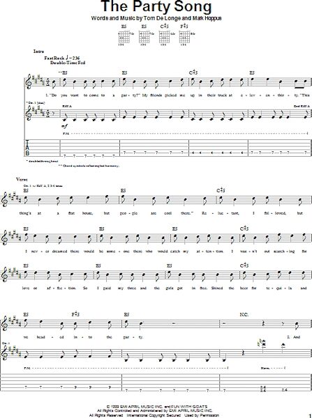 The Party Song - Guitar TAB, New, Main
