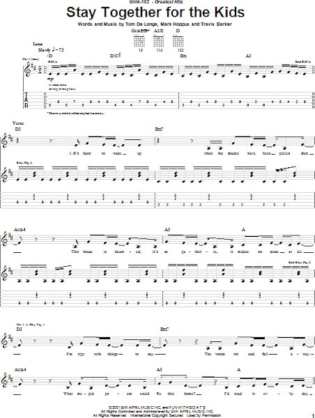 Stay Together For The Kids - Guitar TAB, New, Main
