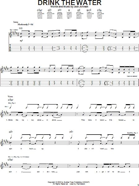 Drink The Water - Guitar TAB, New, Main