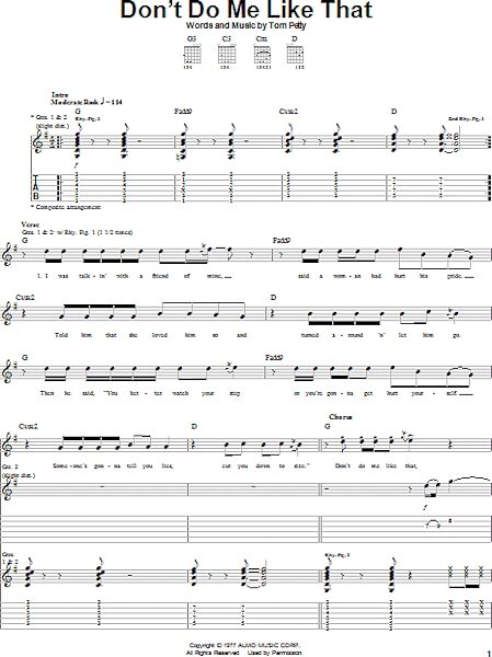 Don't Do Me Like That - Guitar TAB, New, Main