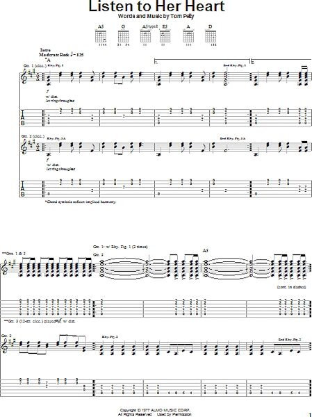 Listen To Her Heart - Guitar TAB, New, Main