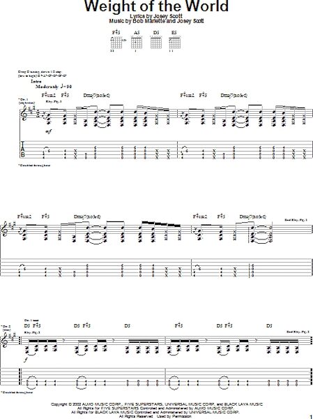 Weight Of The World - Guitar TAB, New, Main