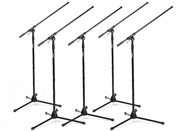 On-Stage 7701 Tripod/Boom Microphone Stand, Black, 7701B, 5-Pack, 5-Pack