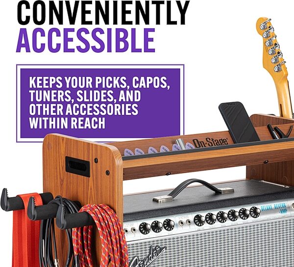 On-Stage GWS5000 Guitar Workstation, Rosewood, Angled Front
