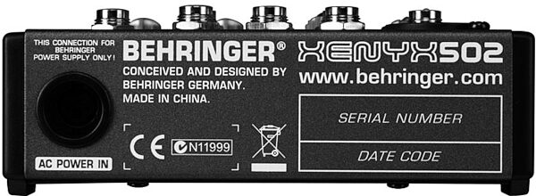 Behringer XENYX 502 Mixer, Rear