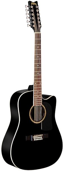 Washburn D10SCE12 12-String Dreadnought Cutaway Acoustic-Electric Guitar (with Case), Black