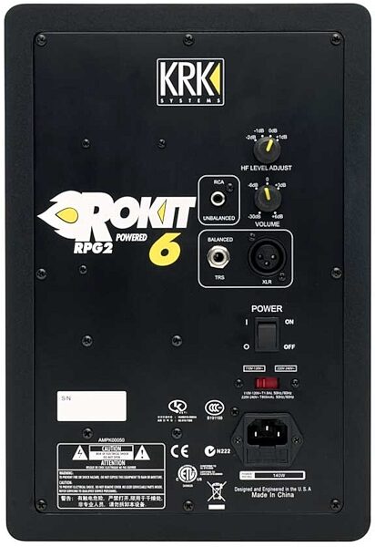 KRK RP6G2 Rokit G2 Powered 2-Way Active Monitor, Rear