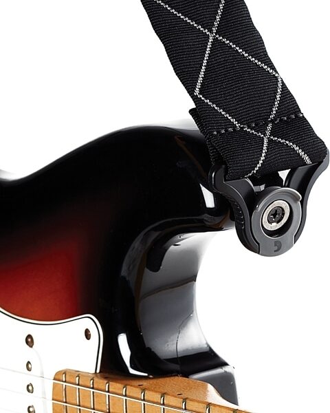 D'Addario Auto-Lock Guitar Strap, Black Padded Diamonds, view