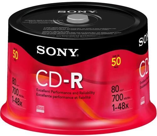 Sony 50CDQ80RS CD-R Spindle, 52X, Main