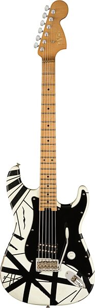 EVH Eddie Van Halen Striped '78 Eruption Electric Guitar (with Gig Bag), White and Black, USED, Warehouse Resealed, Action Position Back